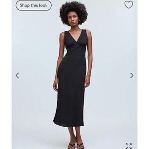 NWT Madewell The Ariana Midi Dress Black  Size 0 Retail $98
